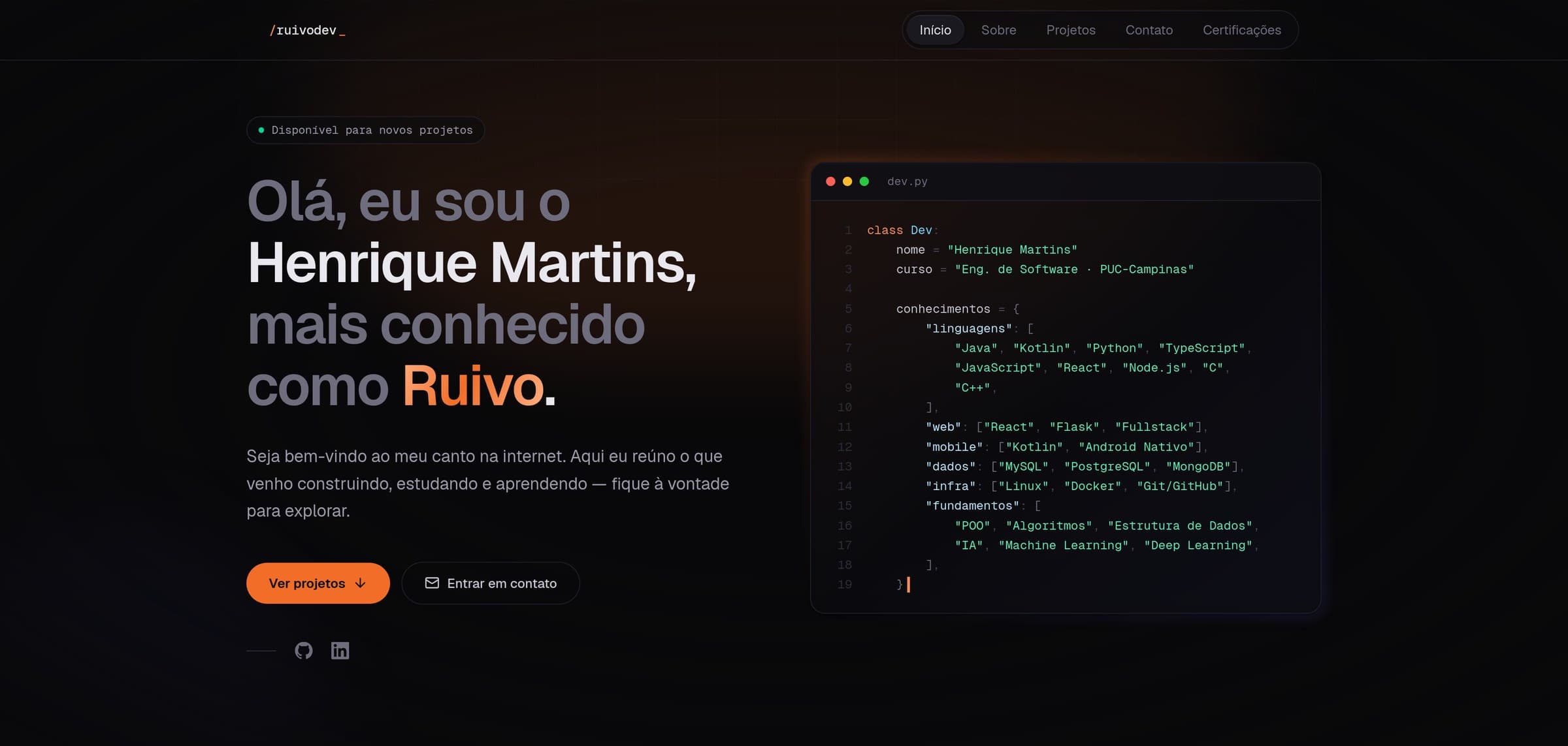 Prévia do projeto ruivodev.com.br